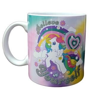 My Little Pony Mug 20 OZ Believe in Yourself Rainbow Pastel Unicorn Glitter Cup